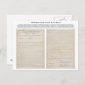 シャーマン・アンチトラスト法1890年7月2日 ポストカード (正面/裏面)