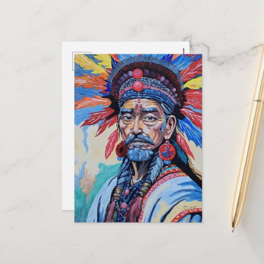 シャーマン，ソーラー，プロテクター，アミュレット，祖父 シーズンポストカード (正面/裏面インサイチュ)