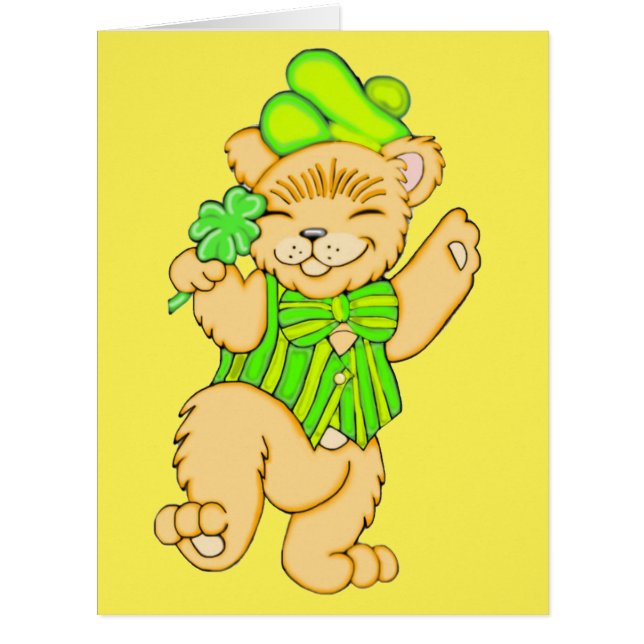 シャームロック・ジャイアントグリーティングカード付きアイリッシュベア (正面)