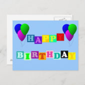 シャーリー・テイラーによる風船の誕生日おめでとう ポストカード (正面/裏面)