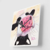 シャーリー・マッカーサー『Nosey Cow ' Betty Blueberry』 スクエア壁時計 (傾斜)