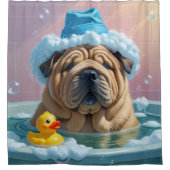 シャールペイだらけ眠くて可愛おもしろいい シャワーカーテン (正面)