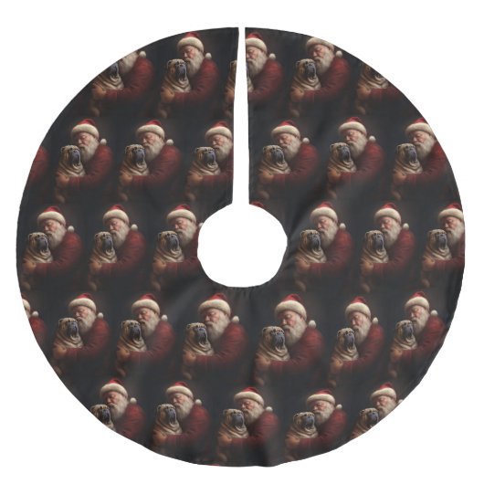 シャールペイとサンタクロースフェスティバルクリスマス ブラッシュドポリエステルツリースカート (正面)