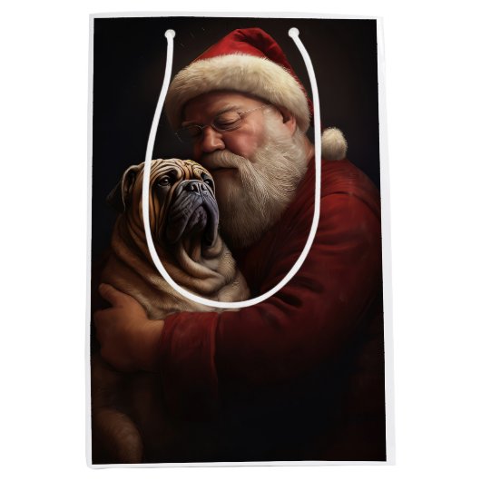 シャールペイとサンタクロースフェスティバルクリスマス ミディアムペーパーバッグ (正面)