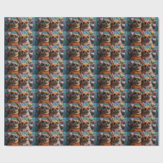 シャールペイとハートバラバレンタインデー ラッピングペーパー (フラット)