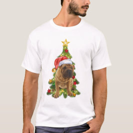シャールペイクリスマスドッグ、クリスマスシャールペイ犬 Tシャツ