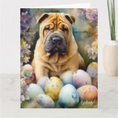 シャールペイドッグとイースターエッグホリデー カード (正面)