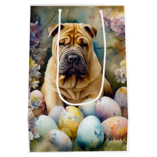 シャールペイドッグとイースターエッグホリデー ミディアムペーパーバッグ (裏面)