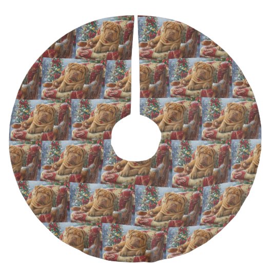 シャールペイドッグクリスマスフェスティバル ブラッシュドポリエステルツリースカート (正面)