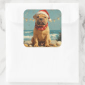 シャールペイドッグクリスマスヴィンテージビーチ スクエアシール (バッグ)