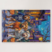 シャールペイドッグズトリックまたはトリートハロウィーンコスチューム ジグソーパズル (横)