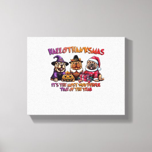 シャールペイハロウィンサンクスギビングクリスマスクラシック キャンバスプリント (正面)