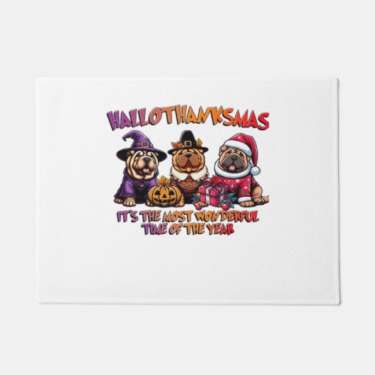 シャールペイハロウィンサンクスギビングクリスマスクラシック ドアマット (正面)