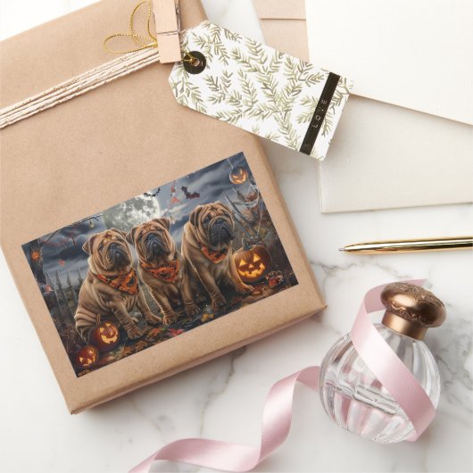 シャールペイハロウィン不気味 長方形シール (ギフト)