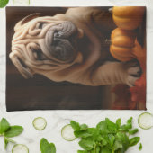 シャールペイ子犬オータムデライトカボチャ キッチンタオル (折り畳み)