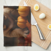 シャールペイ子犬オータムデライトカボチャ キッチンタオル (四つ折り)