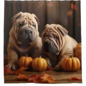 シャールペイ子犬オータムデライトカボチャ シャワーカーテン (正面)