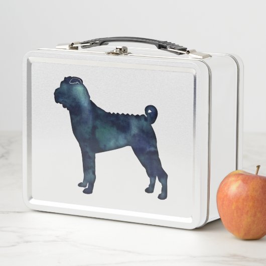 シャールペイ犬が黒水色シルエットを育てる メタルランチボックス (インサイチュ)