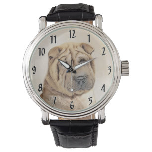 シャールペイ絵画ズ – かわいいオリジナルドッグアート 腕時計