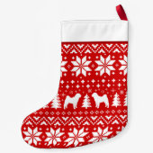 シャール中国のペイのシルエット柄ドッグ恋人のパターン スモールクリスマスストッキング (裏面)