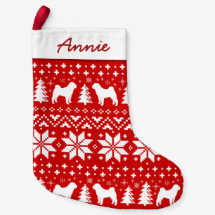 シャール中国のペイのシルエット柄ドッグ恋人のパターン スモールクリスマスストッキング