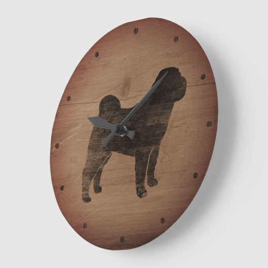 シャール中国のペイシルエット素朴 ラージ壁時計 (傾斜)