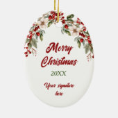 シャール中国のペイドッグホリーベリークリスマス セラミックオーナメント (裏面)