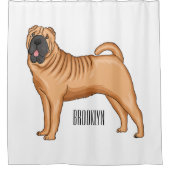 シャール中国のペイ犬の漫画イラストレーション シャワーカーテン (正面)
