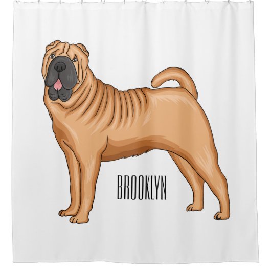 シャール中国のペイ犬の漫画イラストレーション シャワーカーテン (正面)