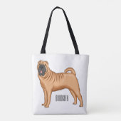 シャール中国のペイ犬の漫画イラストレーション トートバッグ (裏面)