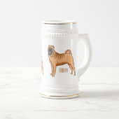 シャール中国のペイ犬の漫画イラストレーション ビールジョッキ (正面右)