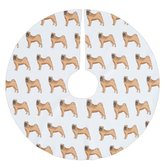 シャール中国のペイ犬の漫画イラストレーション ブラッシュドポリエステルツリースカート (正面)