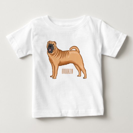 シャール中国のペイ犬の漫画イラストレーション ベビーTシャツ (正面)