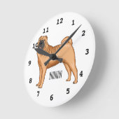 シャール中国のペイ犬の漫画イラストレーション ラウンド壁時計 (傾斜)
