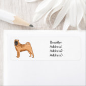 シャール中国のペイ犬の漫画イラストレーション ラベル (インサイチュ)