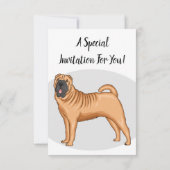 シャール中国のペイ犬の漫画イラストレーション 招待状 (裏面)