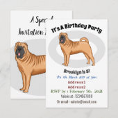 シャール中国のペイ犬の漫画イラストレーション 招待状 (正面/裏面)