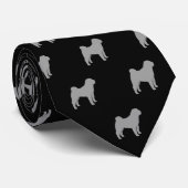 シャール中国のペイ犬シルエット模様 ネクタイ (ロール)