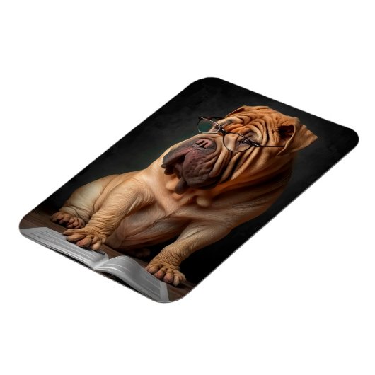 シャール知性があるペイドッグと本デザイン マグネット (左側)