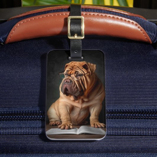 シャール知性があるペイドッグと本デザイン ラゲッジタグ (正面インサイチュ2)