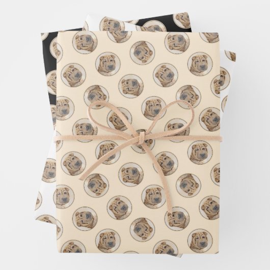 シャール絵を描ペイの子鹿しわオリジナルドッグアート ラッピングペーパーシート (インサイチュ)