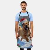 シャール走ペイの雪のクリスマスハット エプロン (着用した状態)