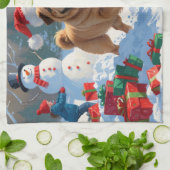 シャール走ペイの雪のクリスマスハット キッチンタオル (折り畳み)