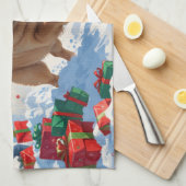 シャール走ペイの雪のクリスマスハット キッチンタオル (四つ折り)