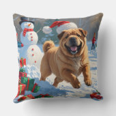 シャール走ペイの雪のクリスマスハット クッション (裏面)