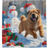 シャール走ペイの雪のクリスマスハット シャワーカーテン (正面)