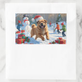 シャール走ペイの雪のクリスマスハット 長方形シール (バッグ)