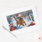 シャール走ペイの雪のクリスマスハット 長方形シール (封筒)