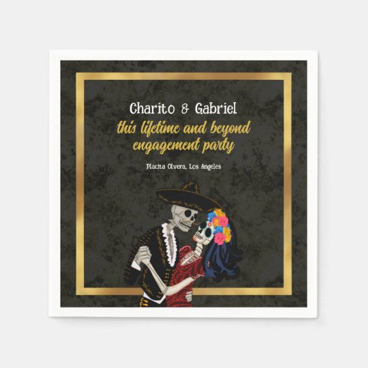 シャーロアンドカトリナシュガースカルブラック スタンダードカクテルナプキン (正面)