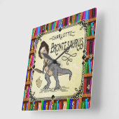 シャーロッおもしろいテブロンテサウルス恐竜ブックリーダー スクエア壁時計 (傾斜)